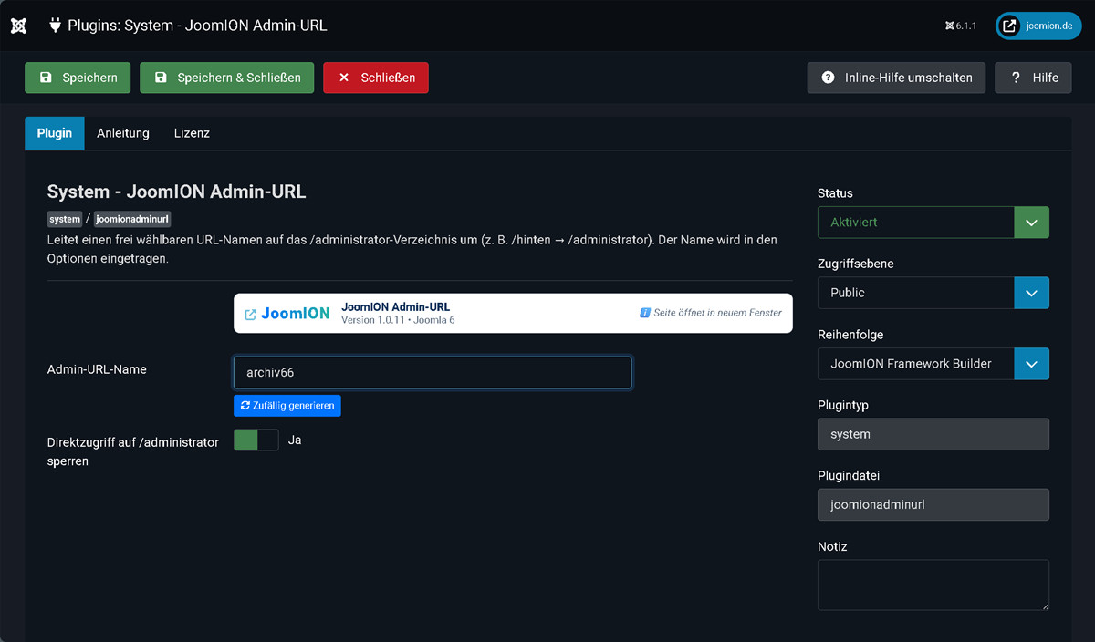 Icon im Joomla Dashboard