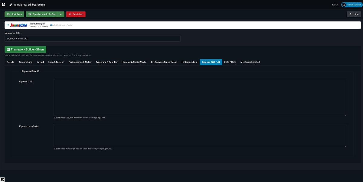 Backend - Eigene CSS & JS
