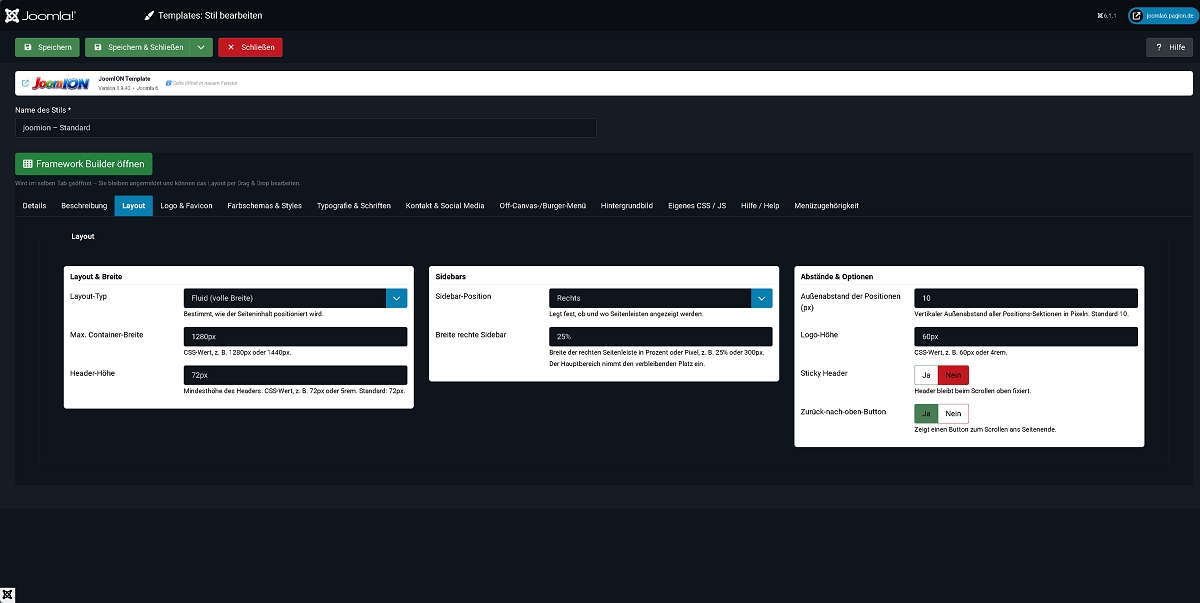 Backend Layout Einstellungen