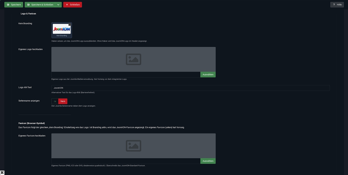 Backend Logo & Fav Icon Einstellungen