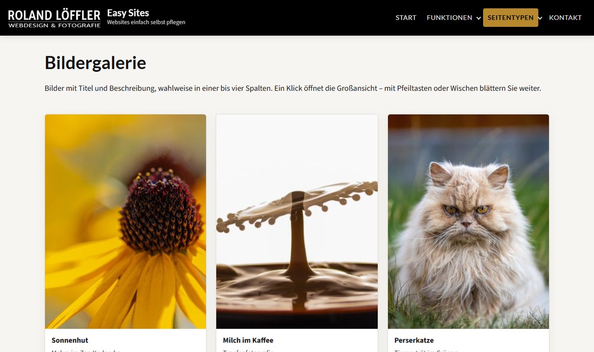 Easy Sites: Bildergalerie mit Titel und Beschreibung je Bild